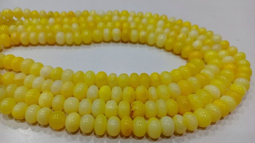Yellow Opal Rondelle Plain Smooth 7 to 10mm Beads Sold per Strand 8 inches Long 