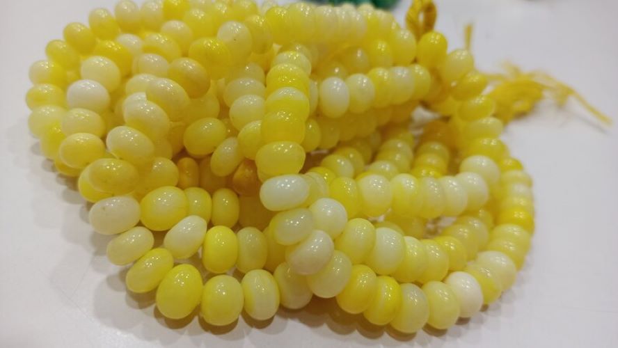 Yellow Opal Rondelle Plain Smooth 7 to 10mm Beads Sold per Strand 8 inches Long 