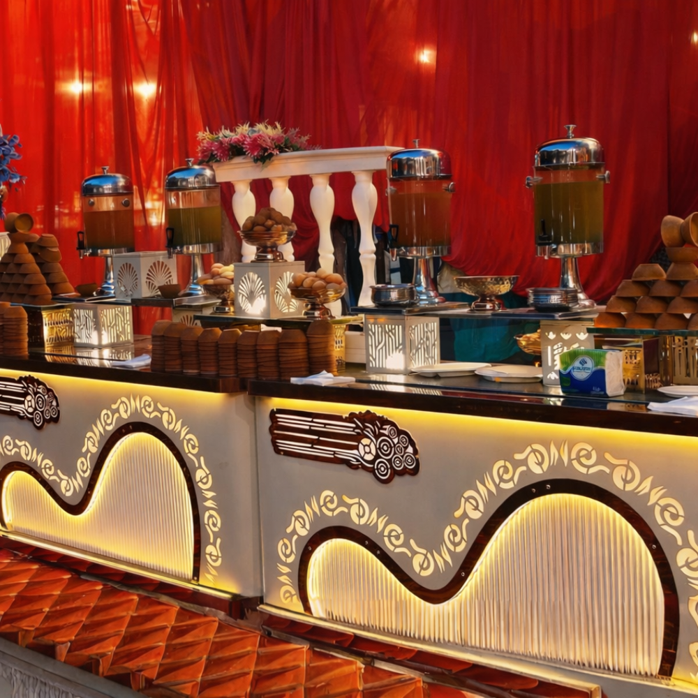 Modern wedding catering counter