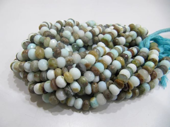 Natural Peruvian Opal Rondelle faceted Beads 6mm best Quality Beads Strand 10 inches Long