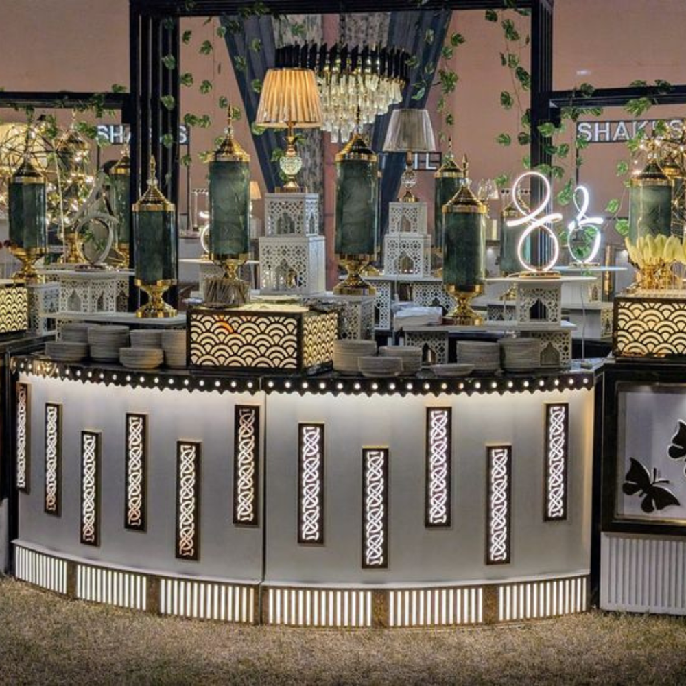 Decorative stainless steel catering buffet counter