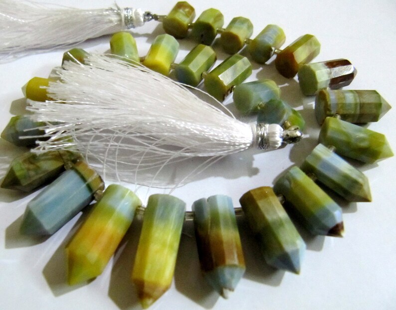 Natural Boulder Opal Briolette Faceted Pencil Bullet Shape 0.5 to 1 inch Long Beads Strand 8 inches long