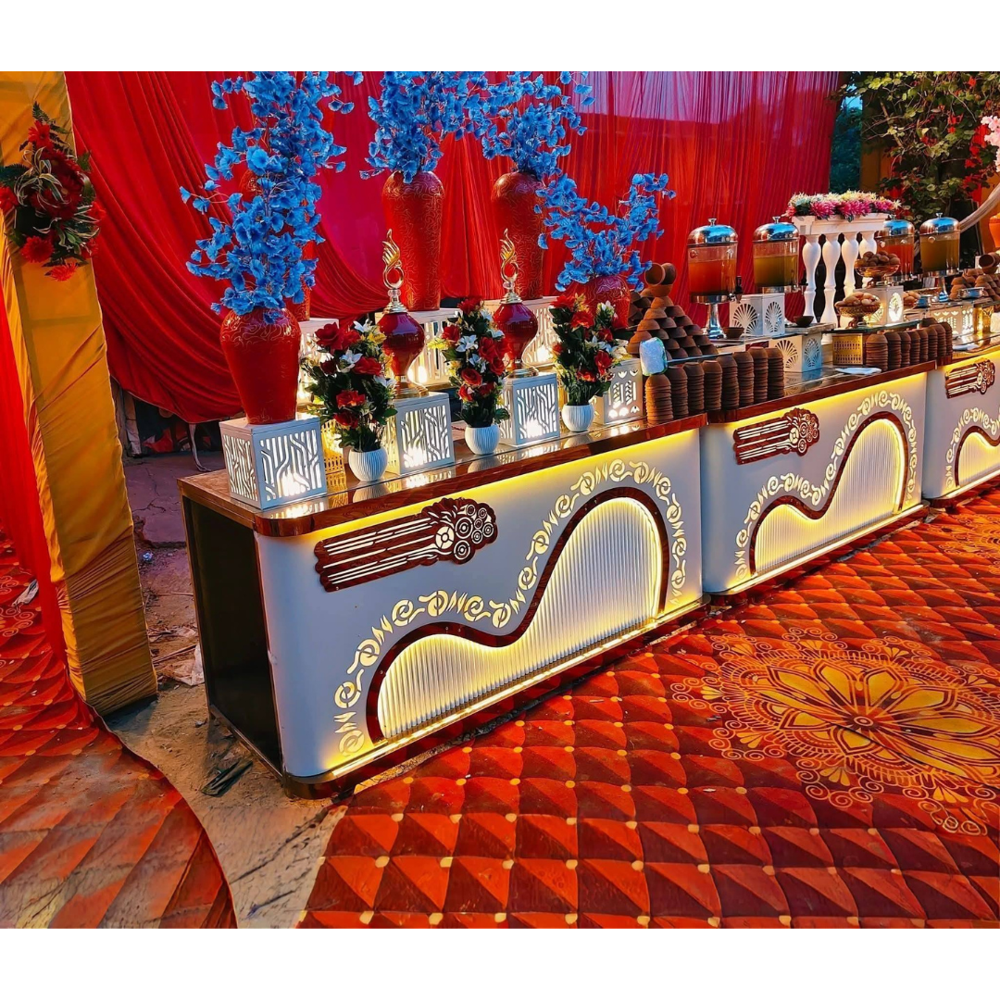 Decorative stainless steel catering buffet counter