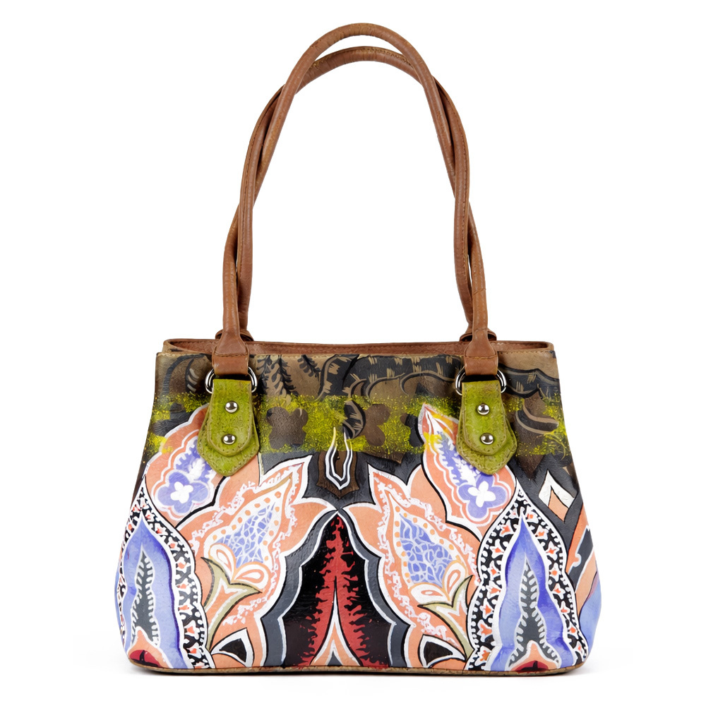 Hand Painted Ladies Leather Bag