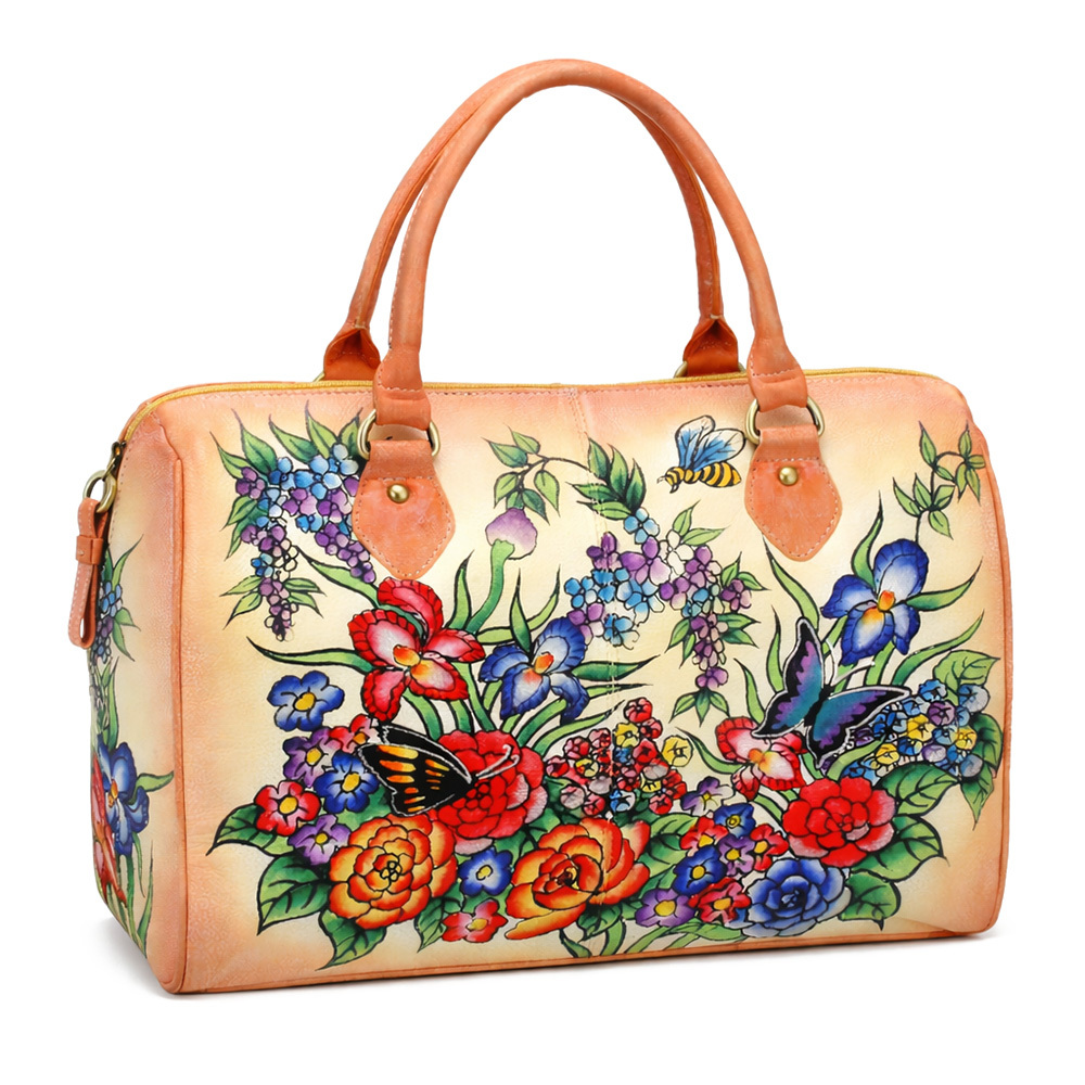 Style No-2015 Hand Painted Ladies Large Leather Luggage Bag