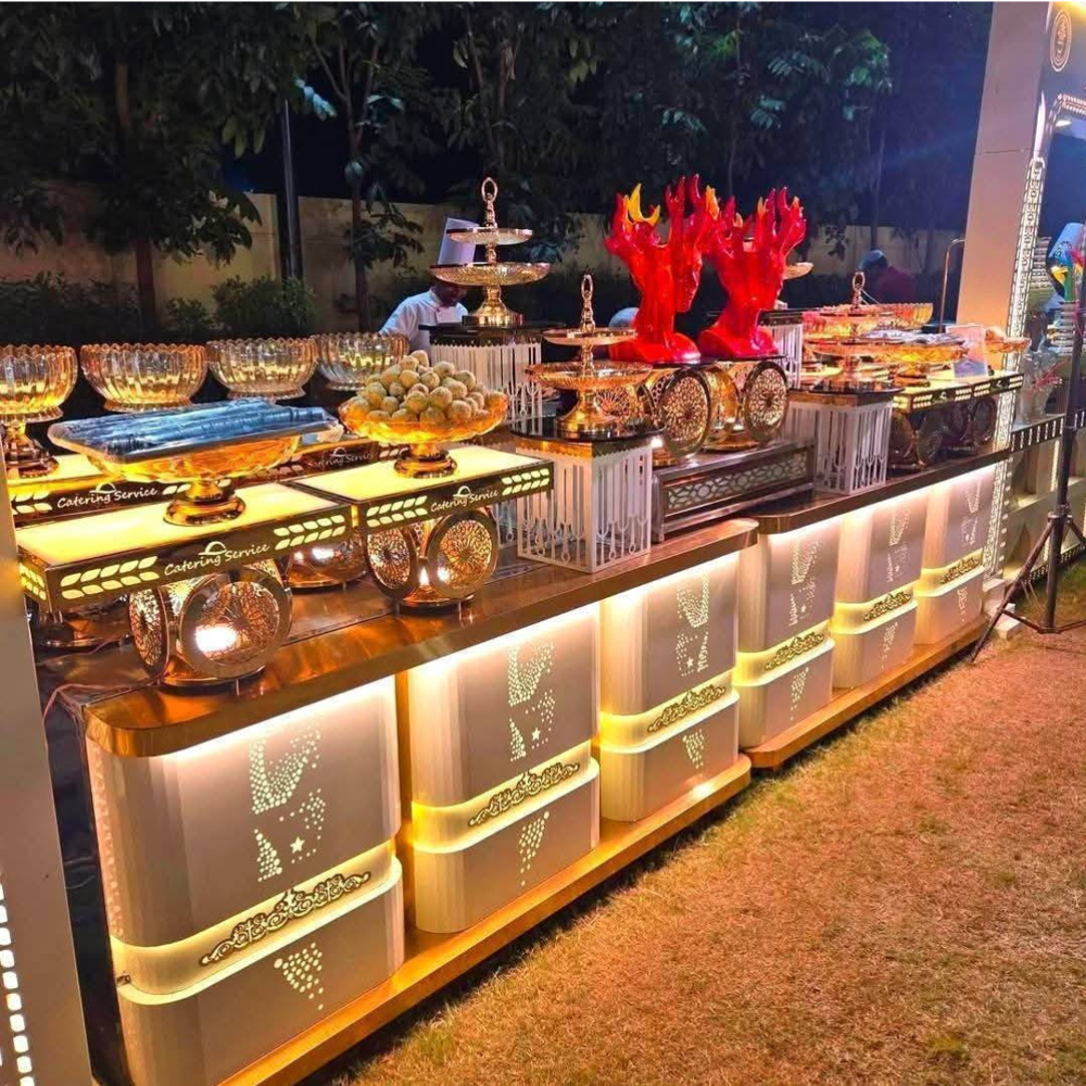 Decorative stainless steel catering buffet counter