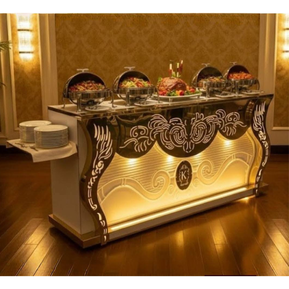 Luxury Led Buffet Steel Counter Table - Features: Premium