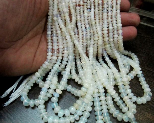 Natural Ethiopian Opal Rondelle Plain Smooth Beads 3 to 6 mm Graduated Beads Strand 8 inches Long