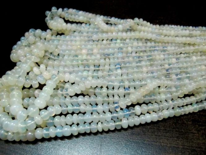 Natural Ethiopian Opal Rondelle Plain Smooth Beads 3 to 6 mm Graduated Beads Strand 8 inches Long
