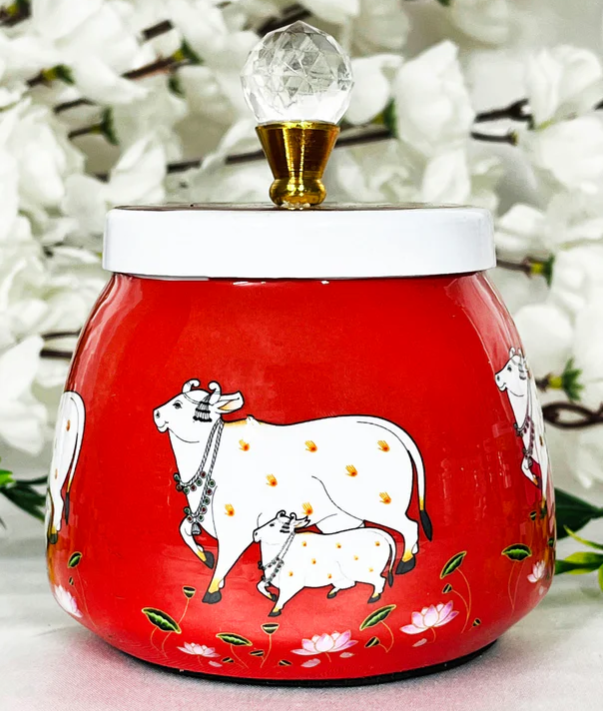 Red Metal Pichwai Jar