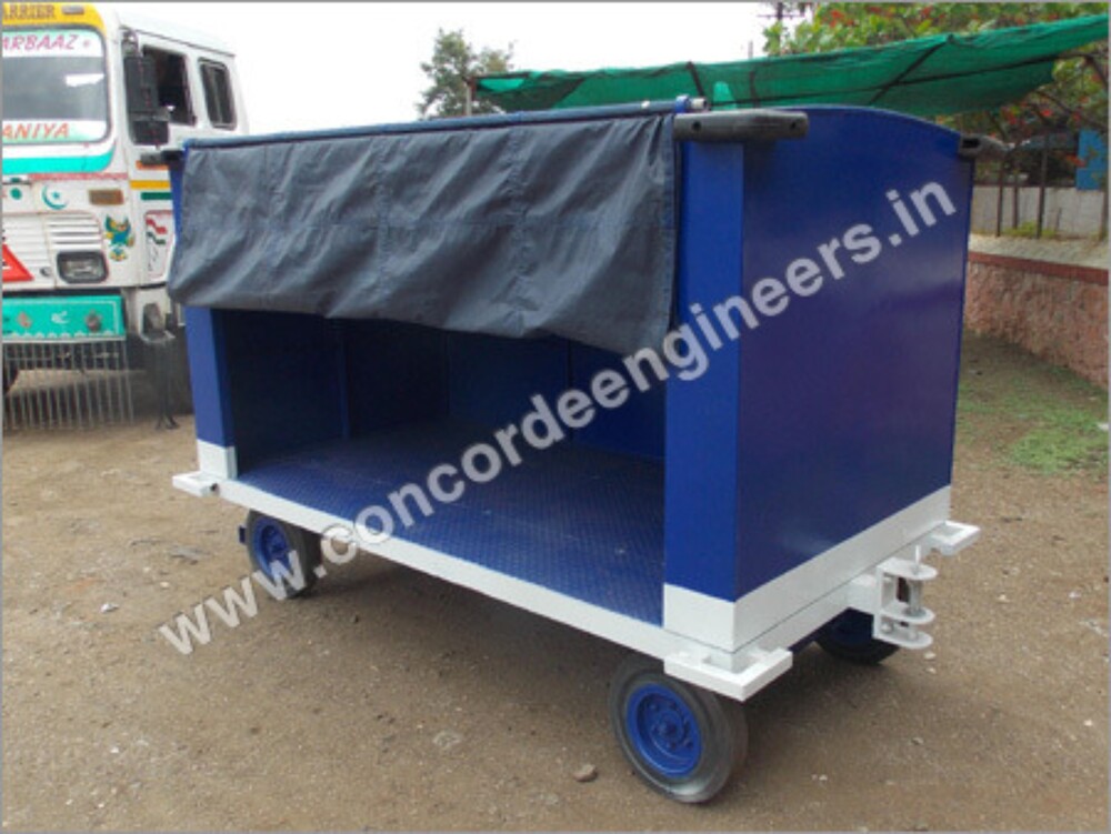 Covered Baggage Trolley - Iron, Max Load 1000 Kg | Semi-trailer Design For Industrial And Storage Use, Durable And Corrosion Proof