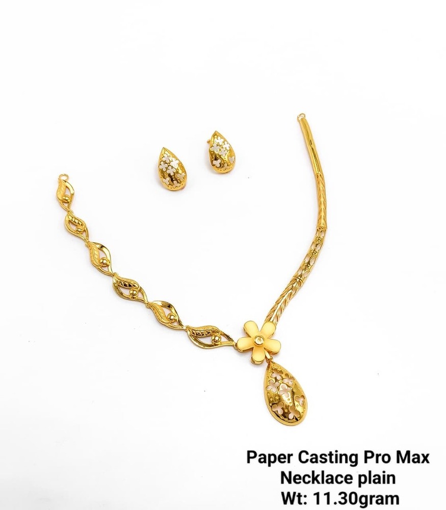 22KT New Design Gold Paper Casting Pro Max Neckace Set Plain