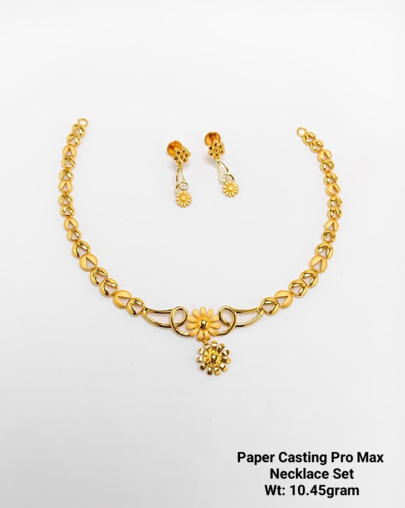 22KT New Design Gold Paper Casting Pro Max Neckace Set Plain