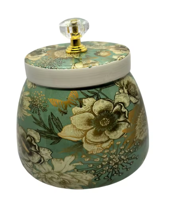Metal Flower Designs Pichwai Jar