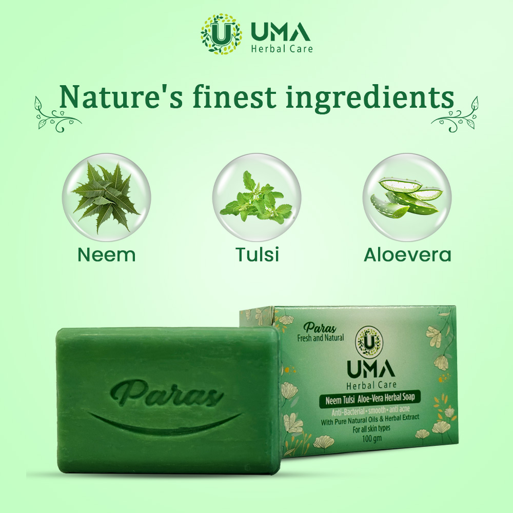 Herbal Bathing Soap - Natural Ingredients, Green Color, Medicated Bar, Middle Foam | Aids In Removing Dirt, Reduces Bacterial Growth, Provides Stress Relief