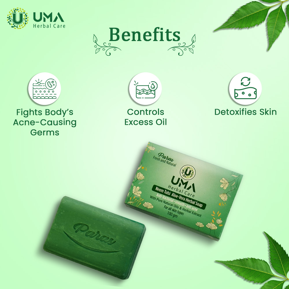 Herbal Bathing Soap - Natural Ingredients, Green Color, Medicated Bar, Middle Foam | Aids In Removing Dirt, Reduces Bacterial Growth, Provides Stress Relief