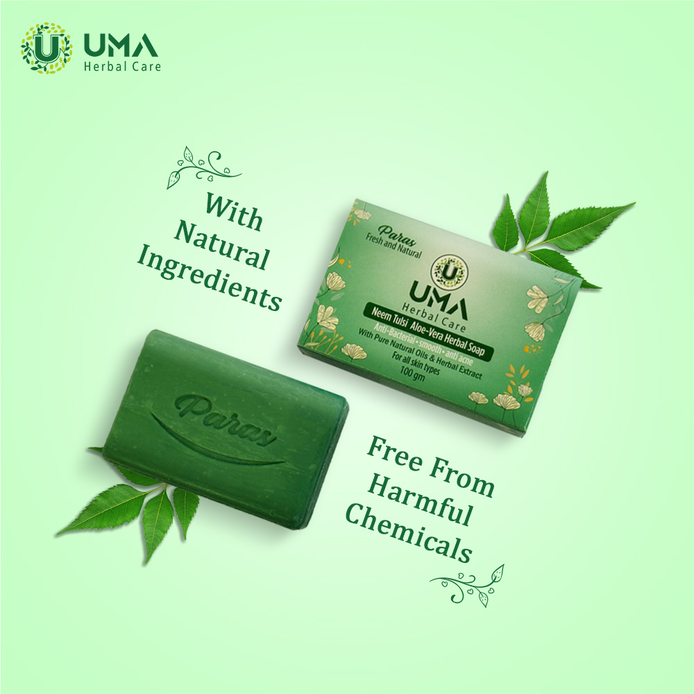 Herbal Bathing Soap - Natural Ingredients, Green Color, Medicated Bar, Middle Foam | Aids In Removing Dirt, Reduces Bacterial Growth, Provides Stress Relief
