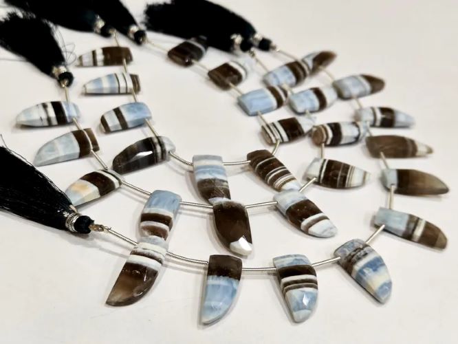 Natural Boulder Opal Knife Shape Briolette 10x21mm beads Sold Per Strand 8 Inches Long