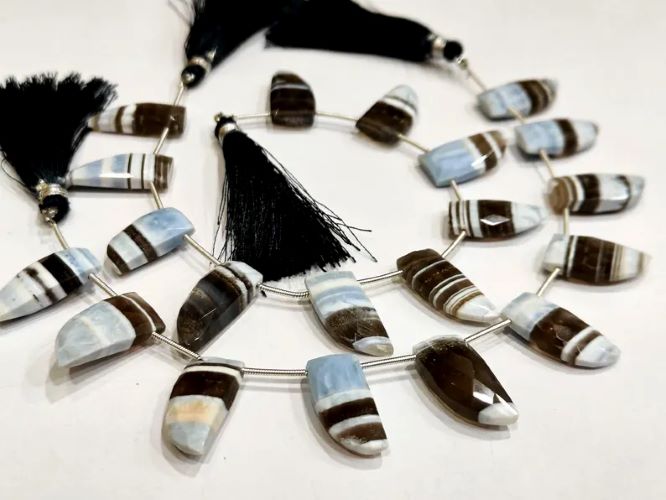 Natural Boulder Opal Knife Shape Briolette 10x21mm beads Sold Per Strand 8 Inches Long