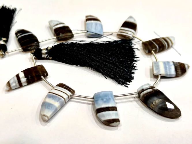 Natural Boulder Opal Knife Shape Briolette 10x21mm beads Sold Per Strand 8 Inches Long