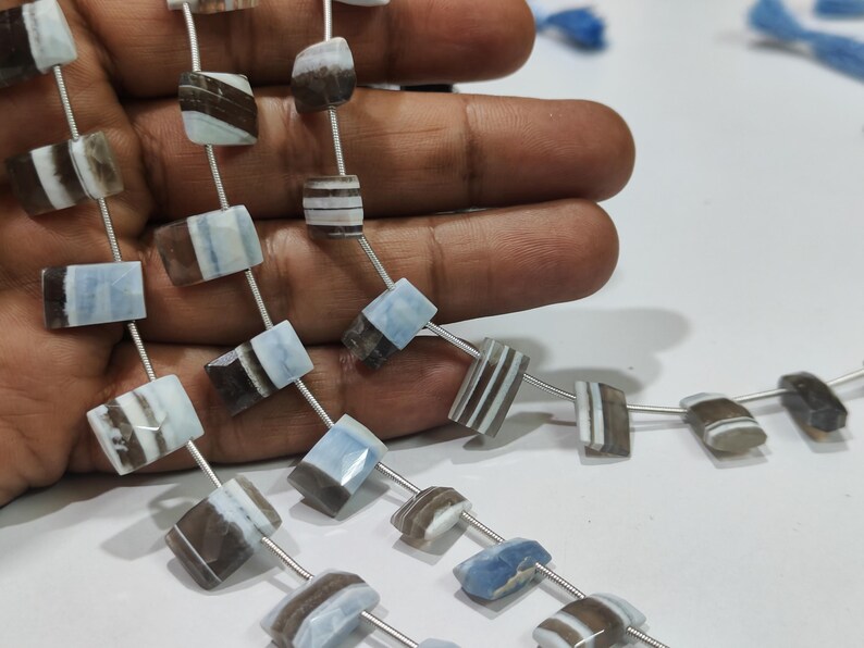 Natural Boulder Opal Cushion Rectangle Shape 12 to 15mm Briolette beads Sold Per Strand 8 Inches Long