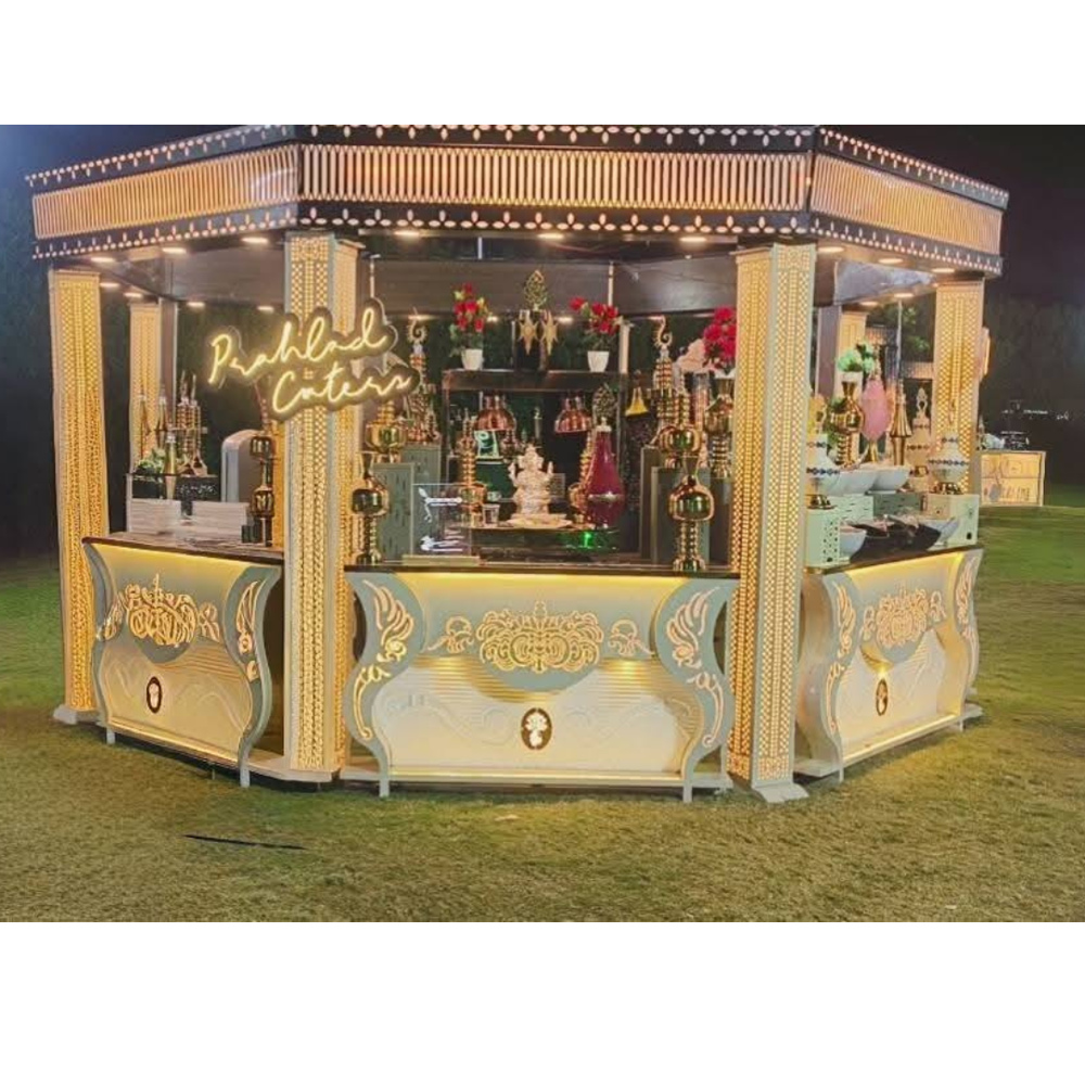 Rose Gold Stainless Steel Led Coffee Catering Counter - Features: Premium Quality
