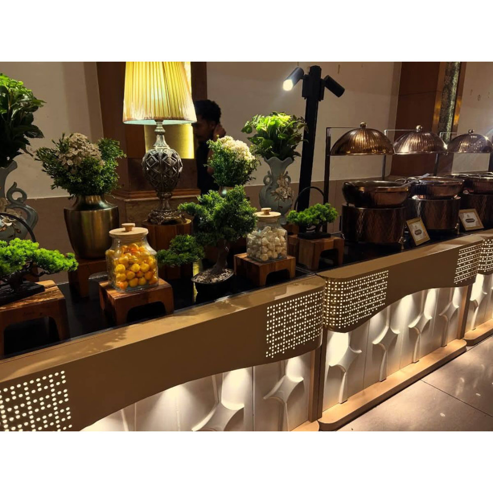 Modern, lighted buffet counter