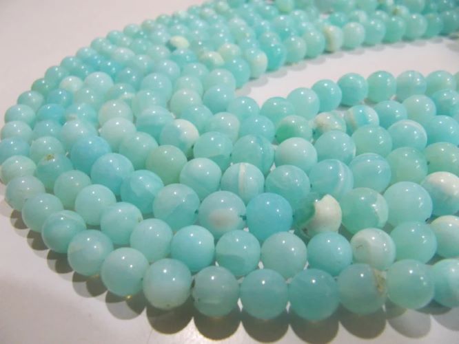 Natural Peruvian Opal Plain Smooth Round Shape Beads 6to8mm  Beads Strand 13 inches Long