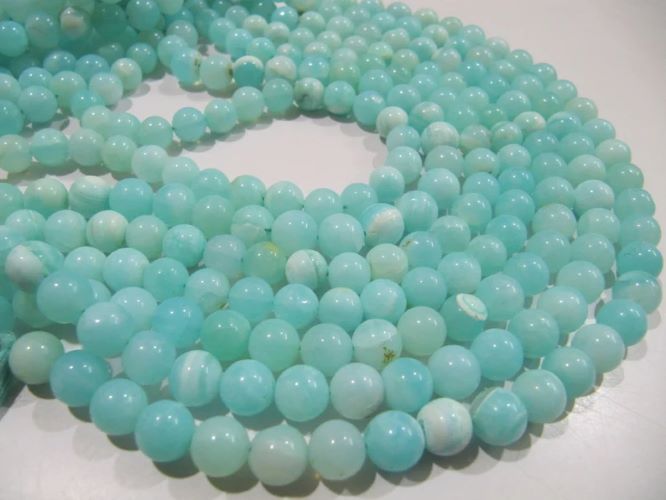 Natural Peruvian Opal Plain Smooth Round Shape Beads 6to8mm Beads Strand 13 inches Long