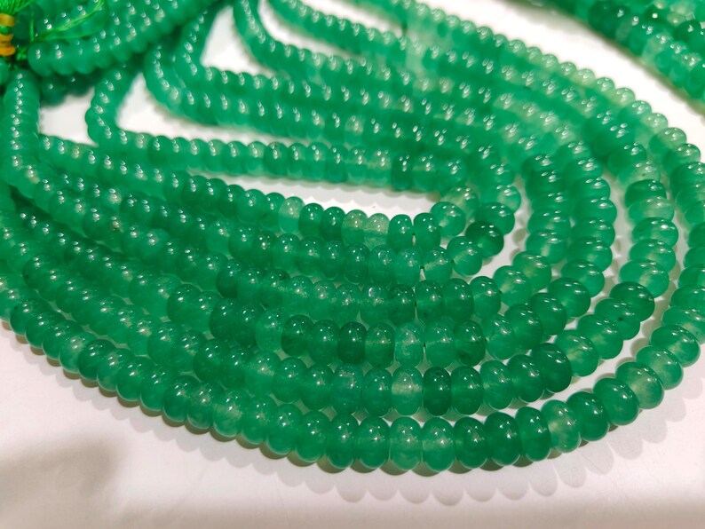Natural Green Strawberry Quartz Rondelle Plain Smooth 8mm Beads Sold Per Strand 8 inches Long