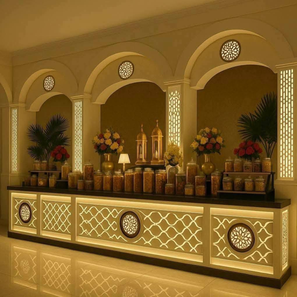 Decorative stainless steel led catering buffet counter