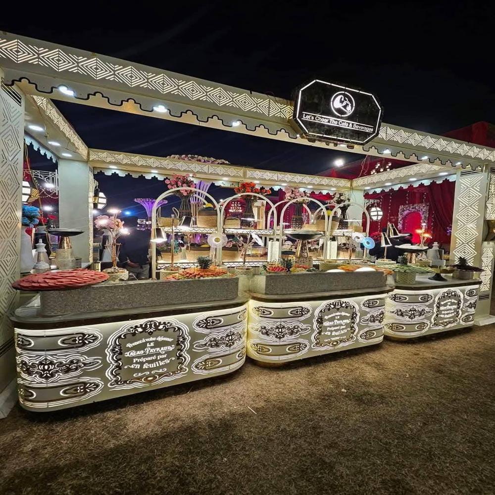 Illuminated catering counter or kiosk