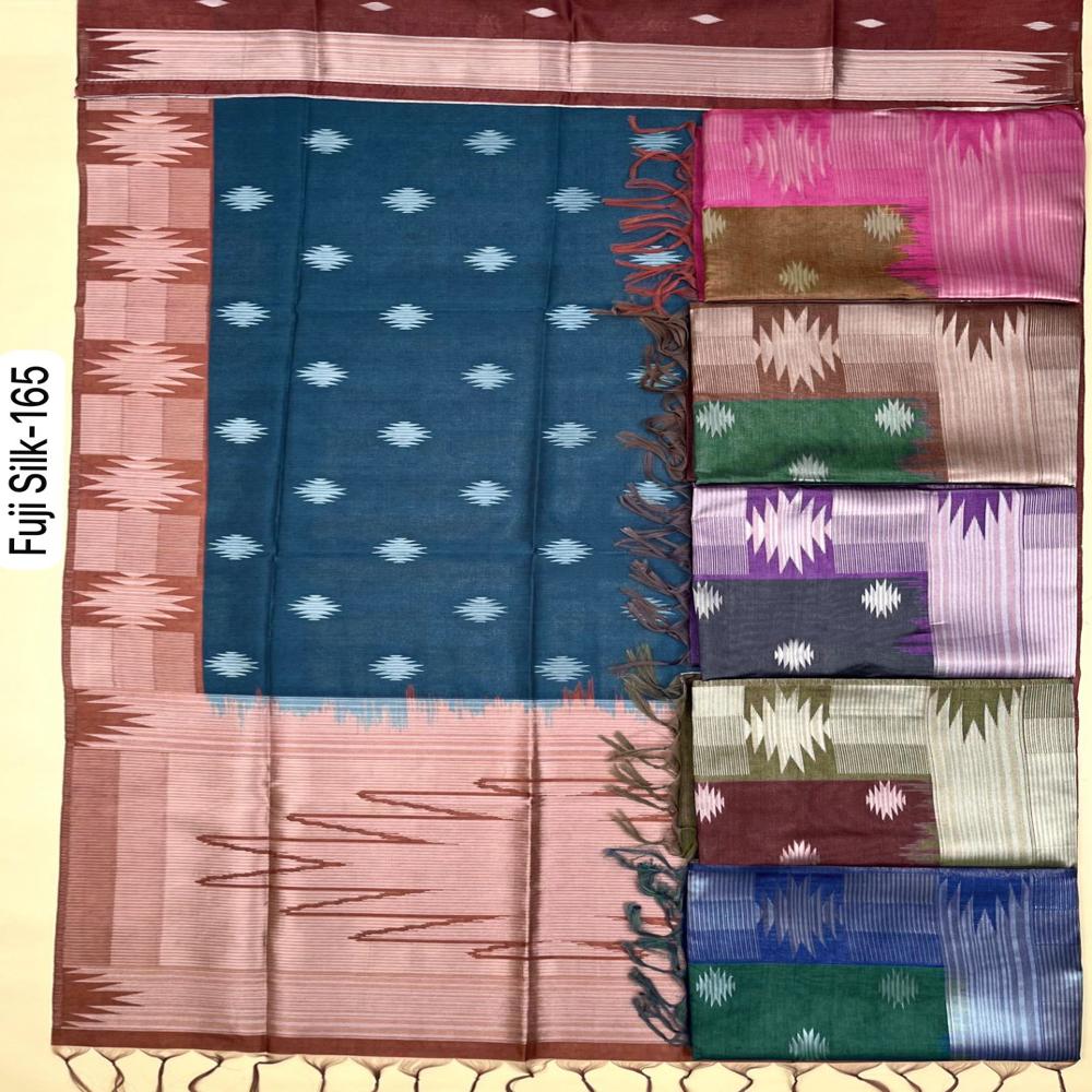 Elegant Fuji Silk Leaf Weaving Saree with Designer Border and Rich Pallu