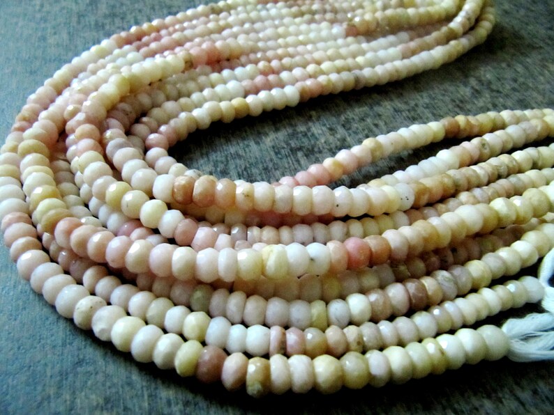 Natural Pink Opal Rondelle faceted Shaded Color 6-7mm Gemstone Beads Strands 13 inches Long 