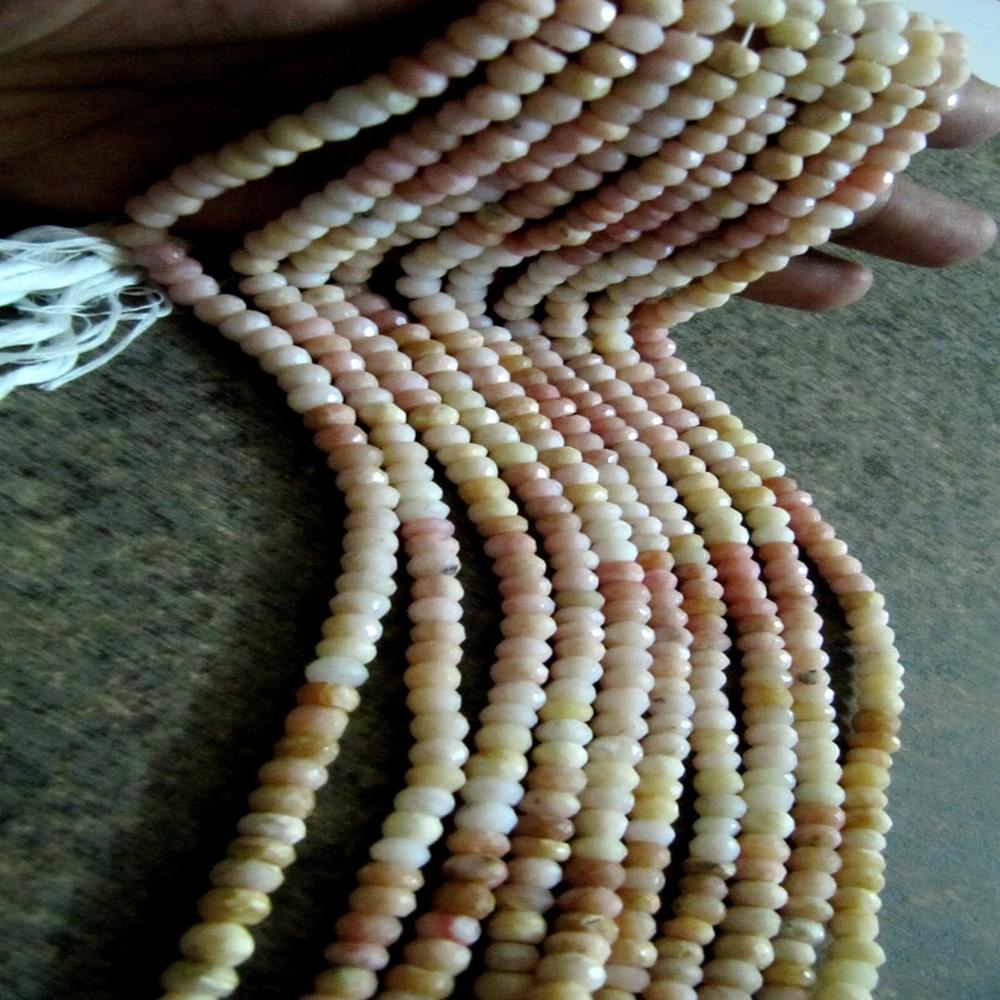 Natural Pink Opal Rondelle faceted Shaded Color 6-7mm Gemstone Beads Strands 13 inches Long 