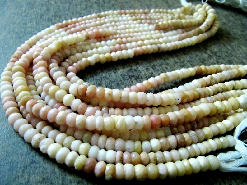 Natural Pink Opal Rondelle faceted Shaded Color 6-7mm Gemstone Beads Strands 13 inches Long 