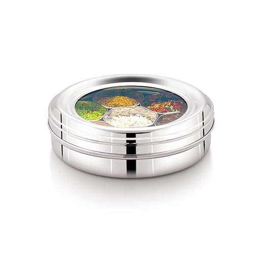 SATURN DRY FRUIT ROUND SEE THRU - Food Grade Plastic, 10 Inch, Blue Base with Transparent Lid, Twist-Lock Airtight Compartments