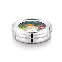 Saturn Dry Fruit Round See Thru - Food Grade Plastic, 10 Inch, Blue Base With Transparent Lid, Twist-lock Airtight Compartments