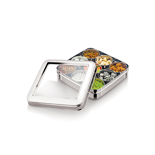 ACURA  9 IN 1 DRYFRUITS  MASALA BOX SEETHRU (ROUND VATI)