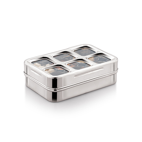 STAINLESS STEEL BENZ REC. MASALA & DRY FRUIT SETS  6 IN 1  WINDOWS