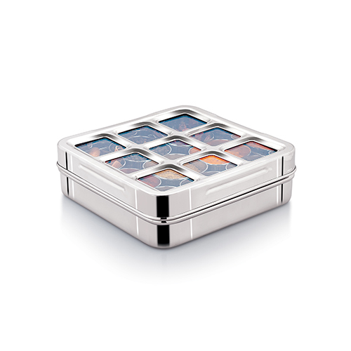 ACURA  9 IN 1 DRYFRUITS  MASALA BOX WINDOW  CUTTING  (SQUARE VATI DEEP)