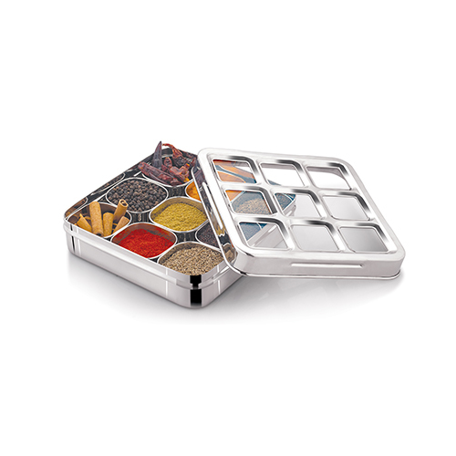 ACURA  9 IN 1 DRYFRUITS  MASALA BOX WINDOW  CUTTING  (SQUARE VATI DEEP)