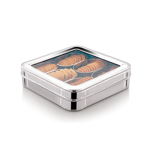 STAINLESS STEEL  ACURA 6 IN 1 DRYFRUITS  MASALA BOX SEE THRU CAPSULE