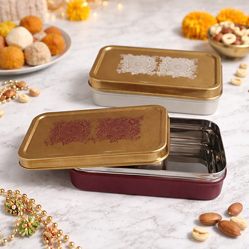 COLOUR STAINLESS STEEL REC LUNCH BOX DEEP