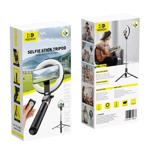 KSD T18 Selfie Stick With Ring Right And Tripod