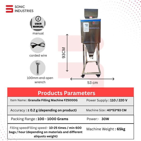 10 to 1000 grams granule filling machine