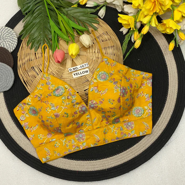 BL 6677 Jacquard Spaghetti V-Neck Blouse