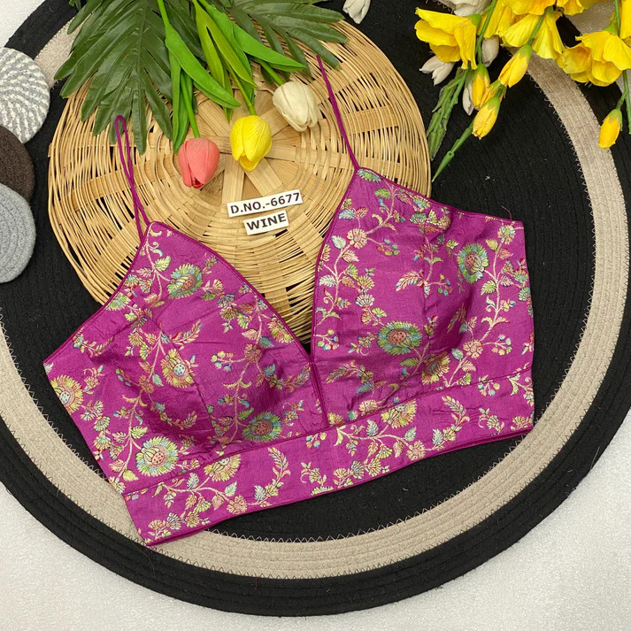 BL 6677 Jacquard Spaghetti V-Neck Blouse