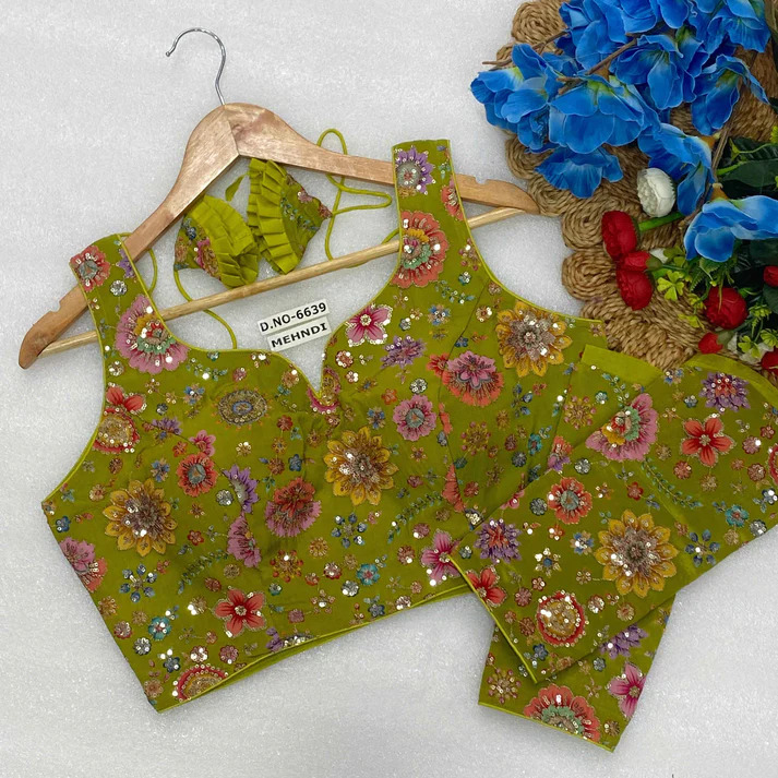 BL 6639 Sleeveless with Attached Sleeves Designer Blouse