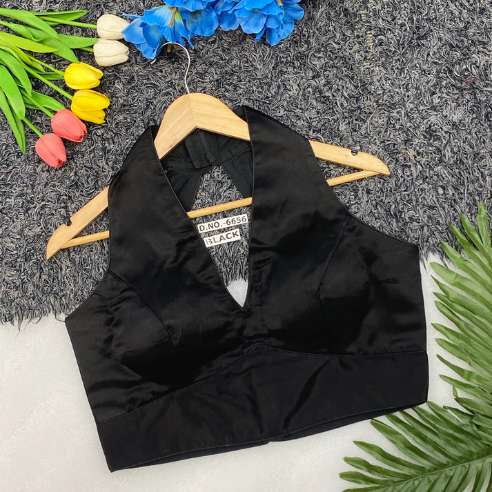 BL 6656 Halter Neck Bollywood Style Spaghetti Pattern Gaji Silk Blouse